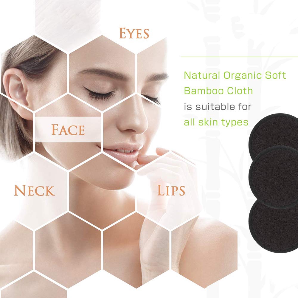 Set 5 bông tẩy trang kèm túi đựng để giặt tái sử dụng tiện dụng