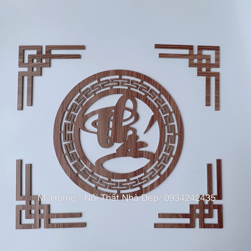 Bộ chữ Phúc, Lộc , Thọ thư pháp trang trí bàn thờ MDF Thái Lan chống ẩm màu Nâu vân gỗ