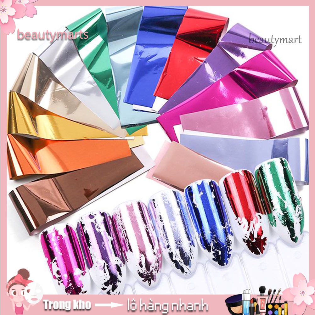 [Hàng mới về] Bộ 14 Tờ Giấy Dán Trang Trí Móng Nghệ Thuật Nhiều Màu Sắc