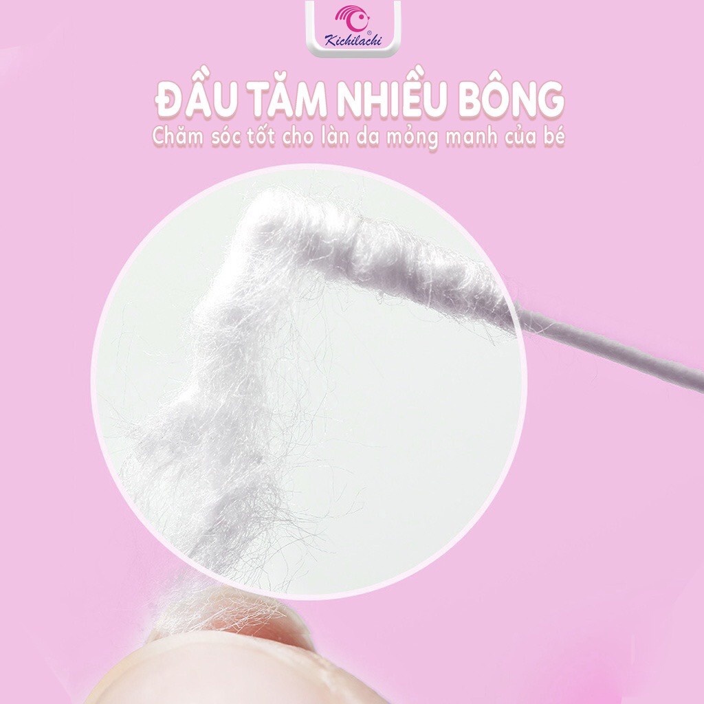 Tăm bông sơ sinh, BÔNG NGOÁY TAI SƠ SINH KICHILACHI HỘP HÌNH LỢN HỒNG CHO BÉ