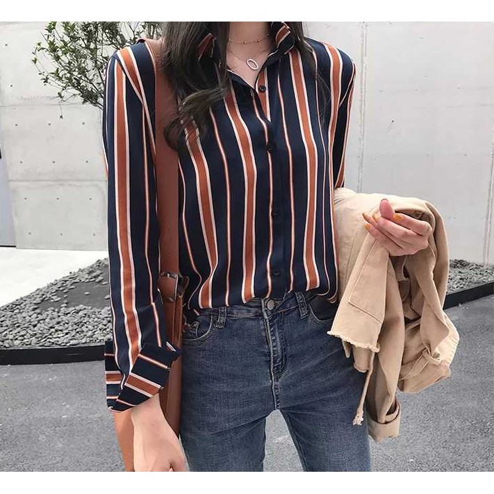 SUXI Áo Sơ Mi Hàn Quốc Dáng Rộng Dài Tay Kích Cỡ Lớn