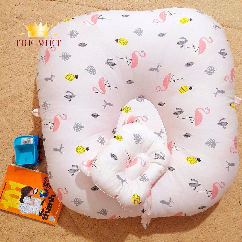 Gối chống trào ngược⚡FREESHIP⚡gối sơ sinh vải cotton mềm mại,không nóng lưng,ruột gối bông gòn 100%, bông không tạp chất