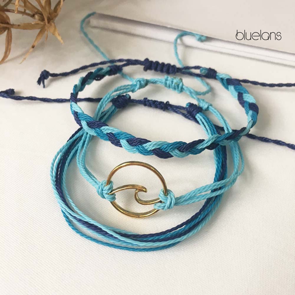 Set 3 Vòng Tay Dây Bện Gắn Hình Sóng Biển Thời Trang Cho Nữ