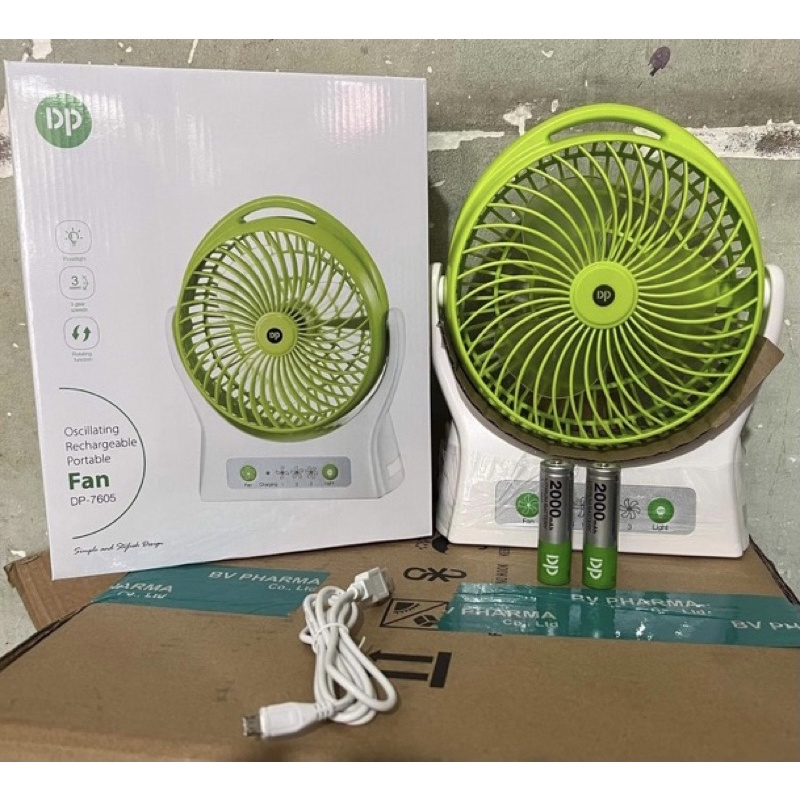 ✨ QUẠT SẠC SIÊU MÁT DP 7605 - 3 TỐC ĐỘ GIÓ CÓ ĐÈN LED BÊN HÔNG