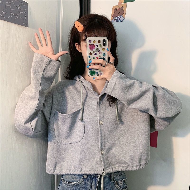 Áo Khoác Nữ Tay Dài Có Nón Thời Trang Hàn Quốc