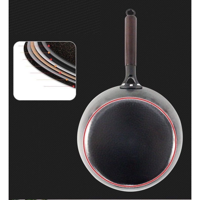 Chảo Thép Carbon Siêu Chống Dính Cán Gỗ Sang Trọng, Lịch Sự