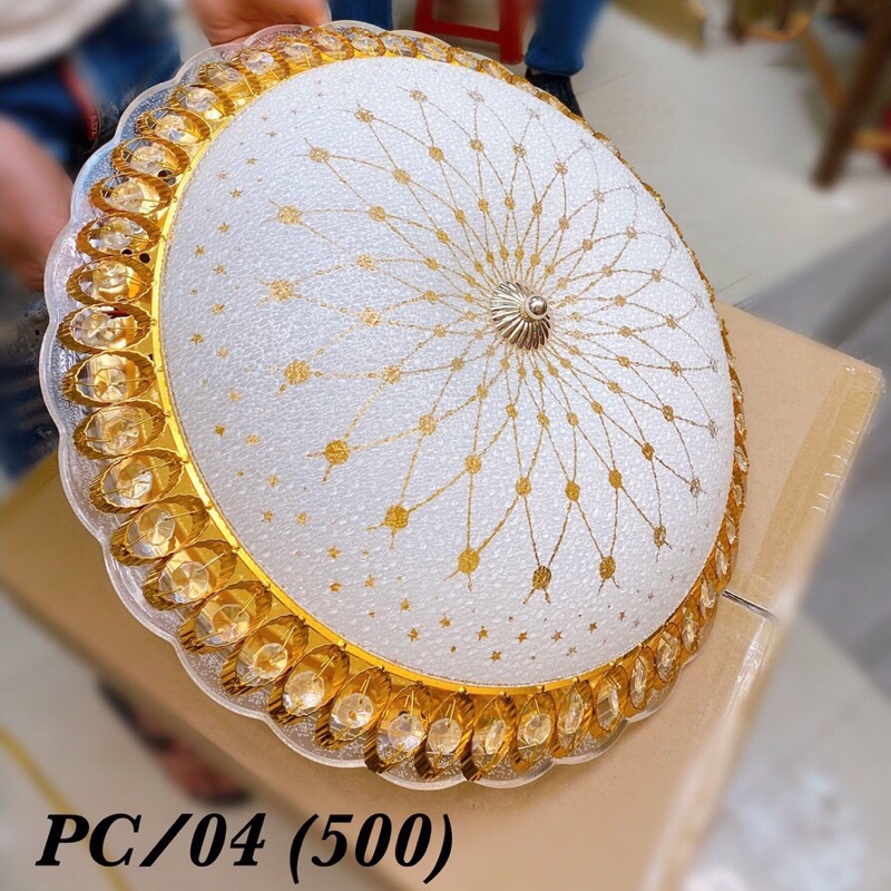 Đèn mâm ốp trần pha lê đá,sang trọng