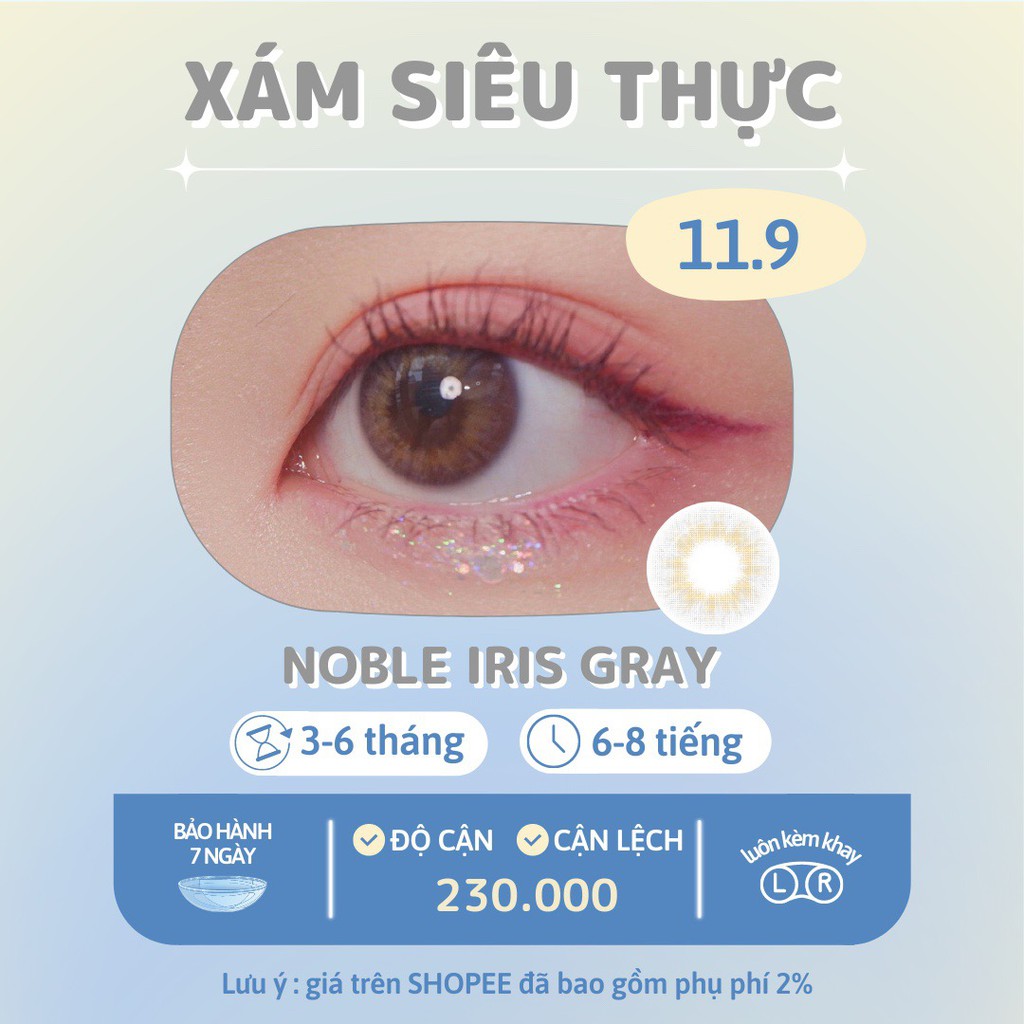 Kính áp tròng xám siêu thực Noble Iris Gray - Made in Korea  | Hạn sử dụng 3-6 tháng