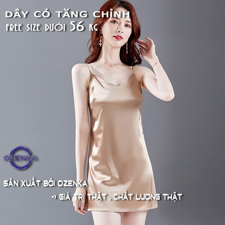 Váy ngủ lụa 2 dây cao cấp dễ thương gợi cảm OZENKA , đầm ngủ công chúa hai dây quyến rũ mát lạnh mặc nhà