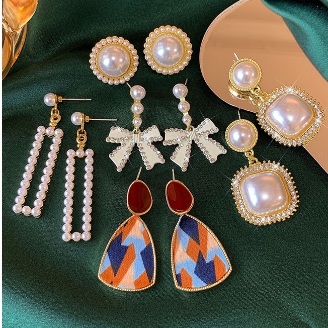 Set 5 Khuyên Tai Ngọc Trai Phong Cách Hàn Quốc Thanh Lịch Dành Cho Nữ