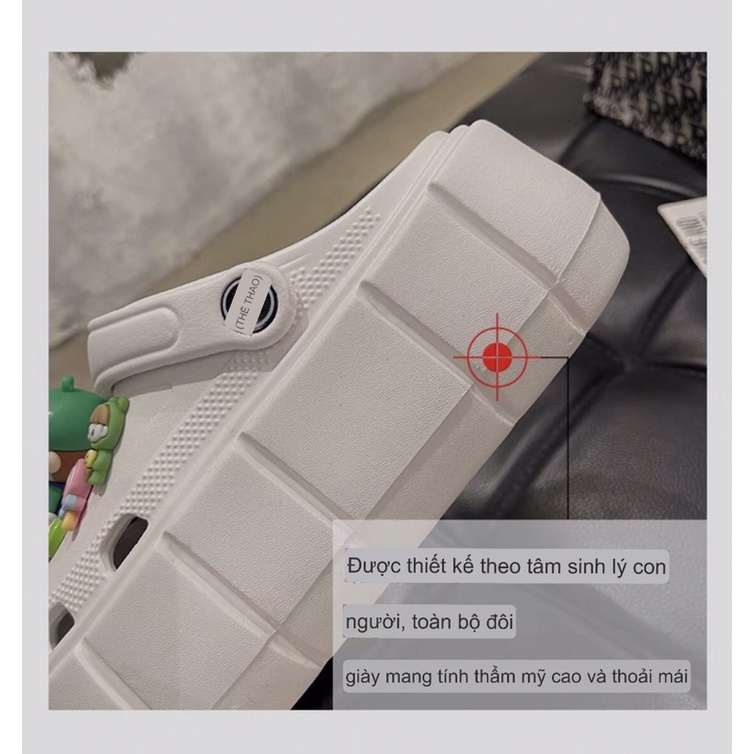 DÉP BÁNH MÌ NỮ ĐẾ CAO 6-7CM, KÈM STICKER HOT TREND STICK HÌNH NGƯỜI MẢRIO 3d(chọn tăng 1 size)