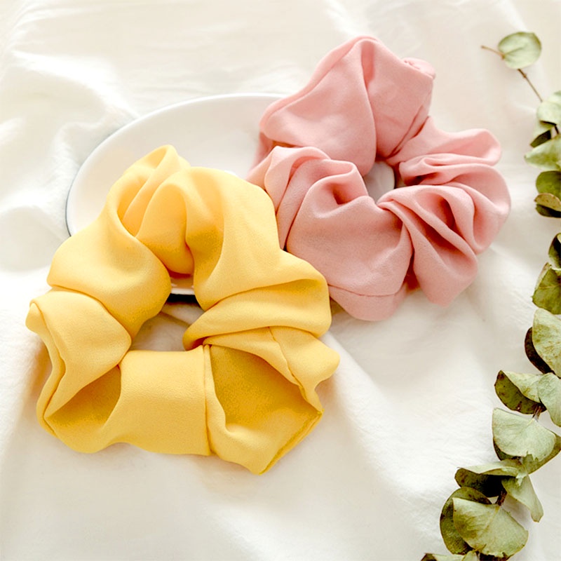 Dây buộc tóc satin co giãn tốt màu trơn đơn giản thời trang dành cho nữ