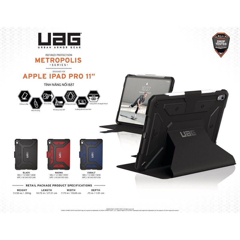 Bao da iPad Pro 11 Inch chính hãng UAG dòng Metropolis Series