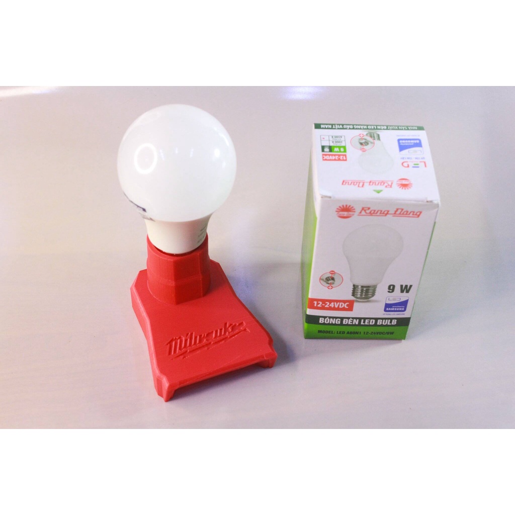 Đế Đèn Led Pin Milwaukee 18V - Ngàm Đế Đèn Led Thắp Sáng Chân Pin Máy Milwuakee 18V
