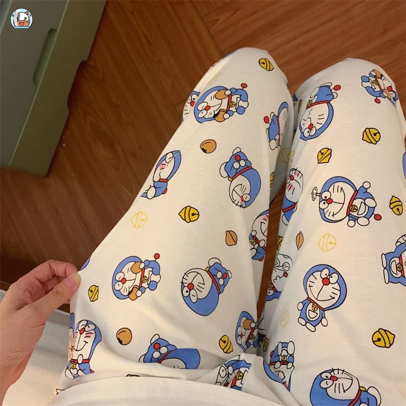 Fds doraemon quần nữ in nhật bản mới trong mùa xuân, mùa hè và mùa thu quần pyjama hoạt hình dễ thương ngọt ngào quần pyjama lỏng lẻo