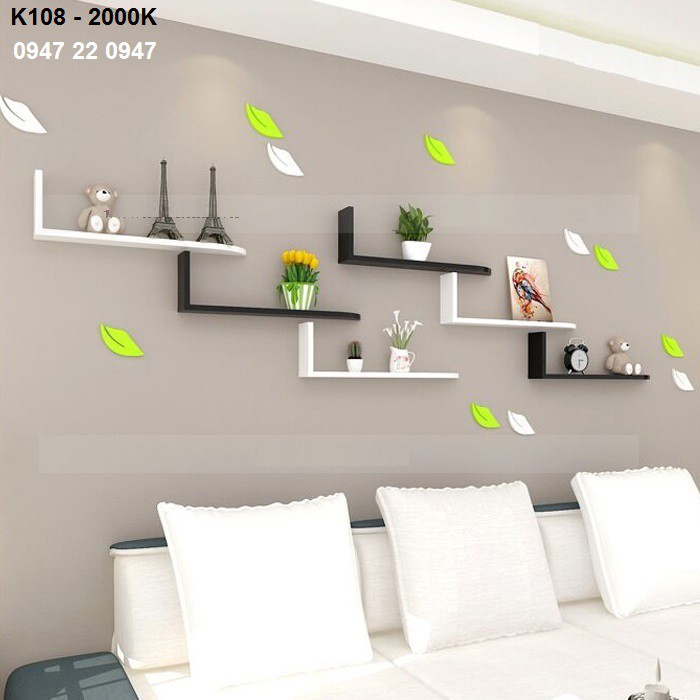 Bộ 6 lá đơn gỗ trang trí dán tường 3D (xanh hoặc trắng)