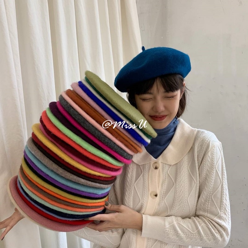 Mũ Beret len phong cách Retro dễ thương cho nữ