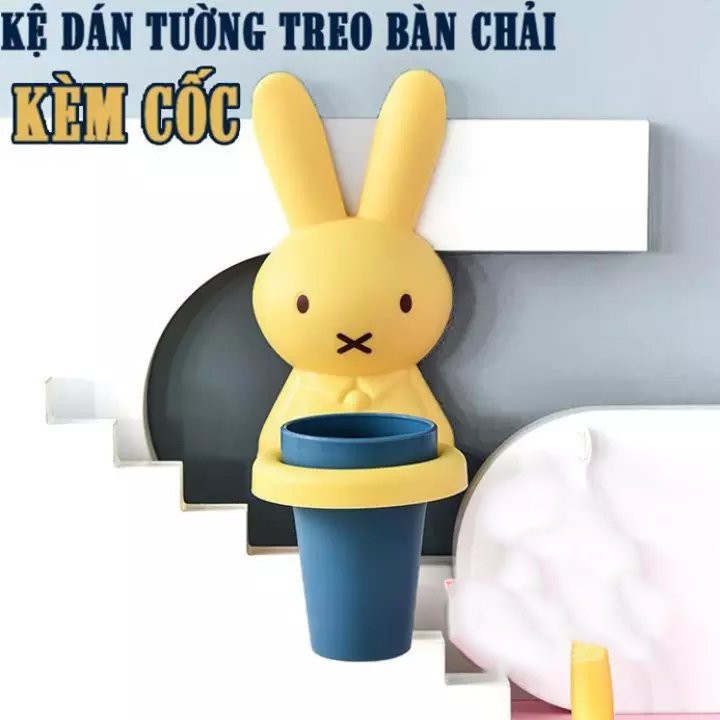 Kệ Để Đồ Kèm Cốc Hình Thỏ Gắn Tường