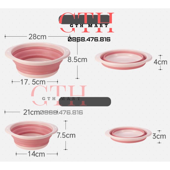 [Size lớn] Chậu rửa mặt gấp gọn  Silicone , chậu rửa đứng cho trẻ em -GTH MART