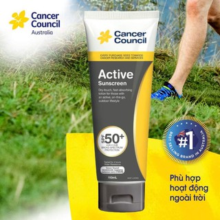 Kem chống nắng năng động Cancer Council - Active SPF50+/PA++++ 110ml