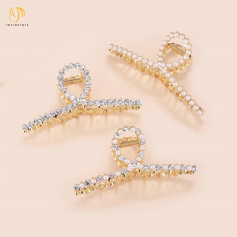 Kẹp tóc bằng kim loại đính ngọc trai giả/kim cương giả thời trang Hàn Quốc dành cho nữ