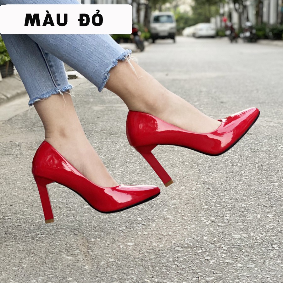 GIÀY CAO GÓT BÍT MŨI DA BÓNG TRƠN CAO 8 PHÂN - JICO SHOES -