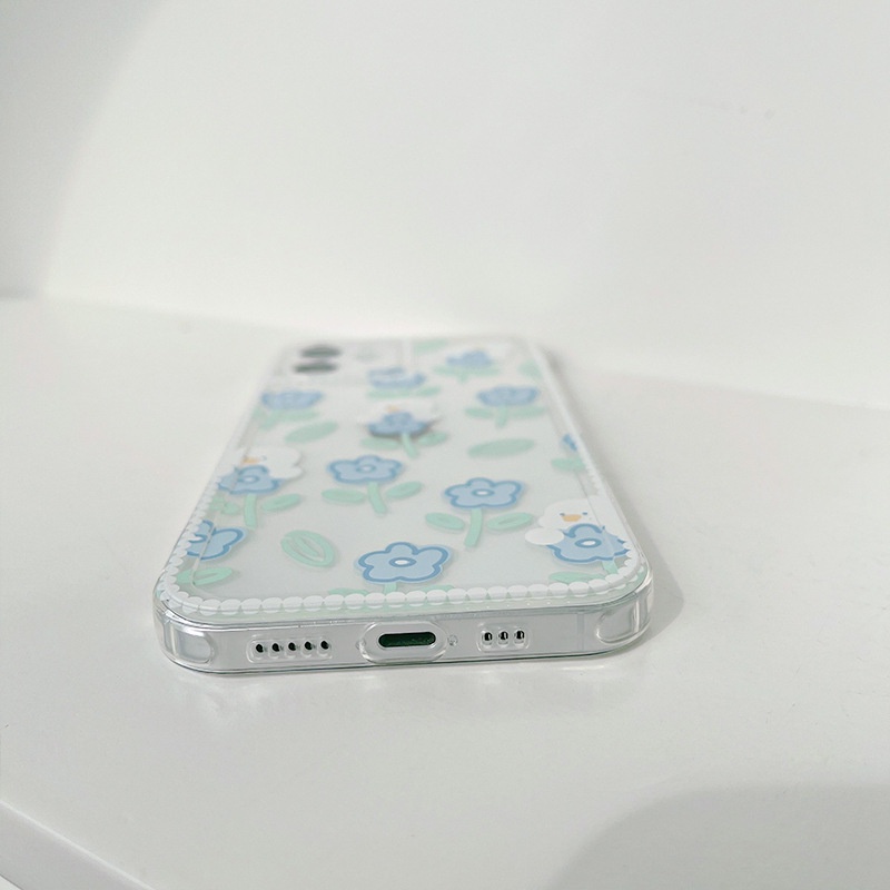 ốp iphone 11 Ốp điện thoại TPU in hình hoa màu xanh dương cho iPhone 11 Pro Max X Xr
