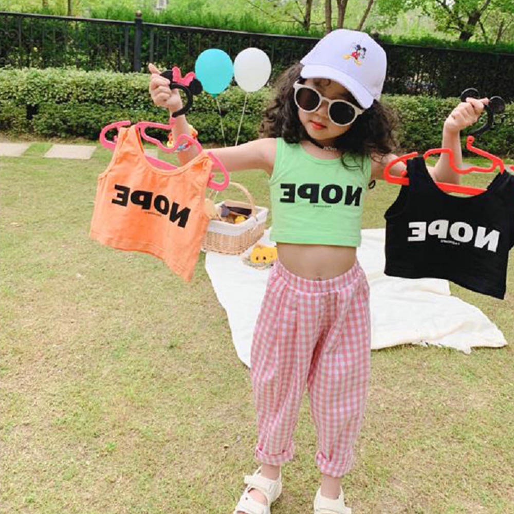 BEAR LEADER Áo Croptop Sát Nách In Chữ Thời Trang Mùa Hè Mới 2022 Cho Bé Gái 3-7 Tuổi