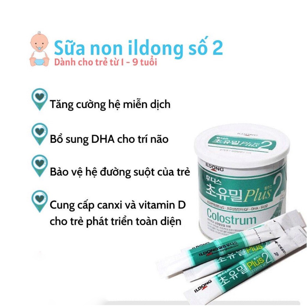 Sữa non Ildong Hàn Quốc số 1,2 và men Ildong hộp 100 gói