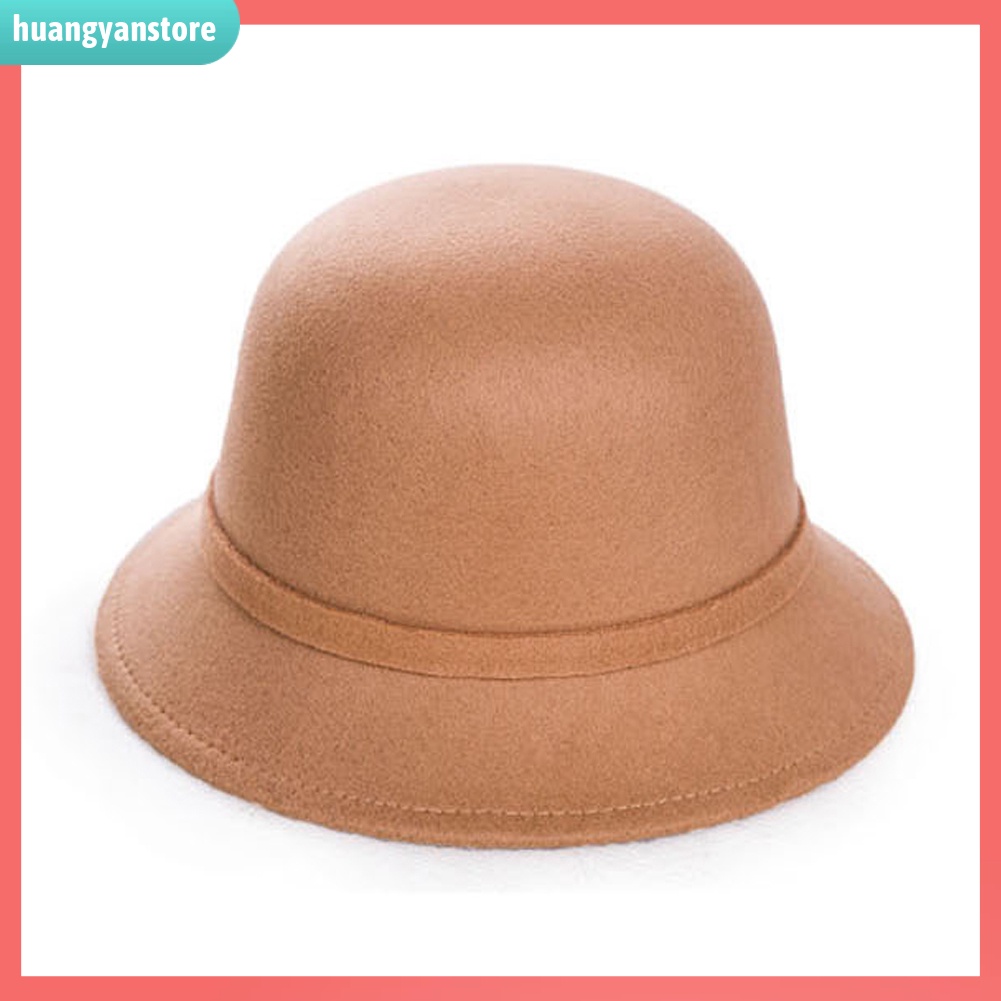 HY| Mũ len màu trơn có đính nơ xinh xắn dành cho nữ