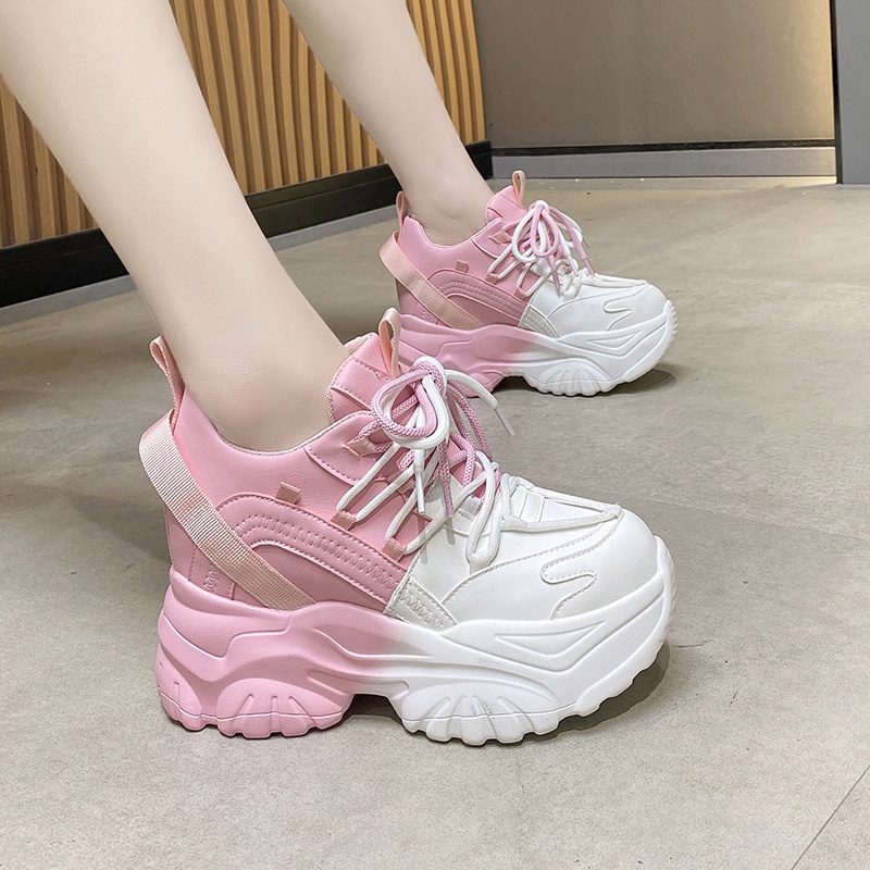 Giày Thể Thao Nữ Đế Dày Tăng Chiều Cao Phối Màu Cực Lạ Mắt