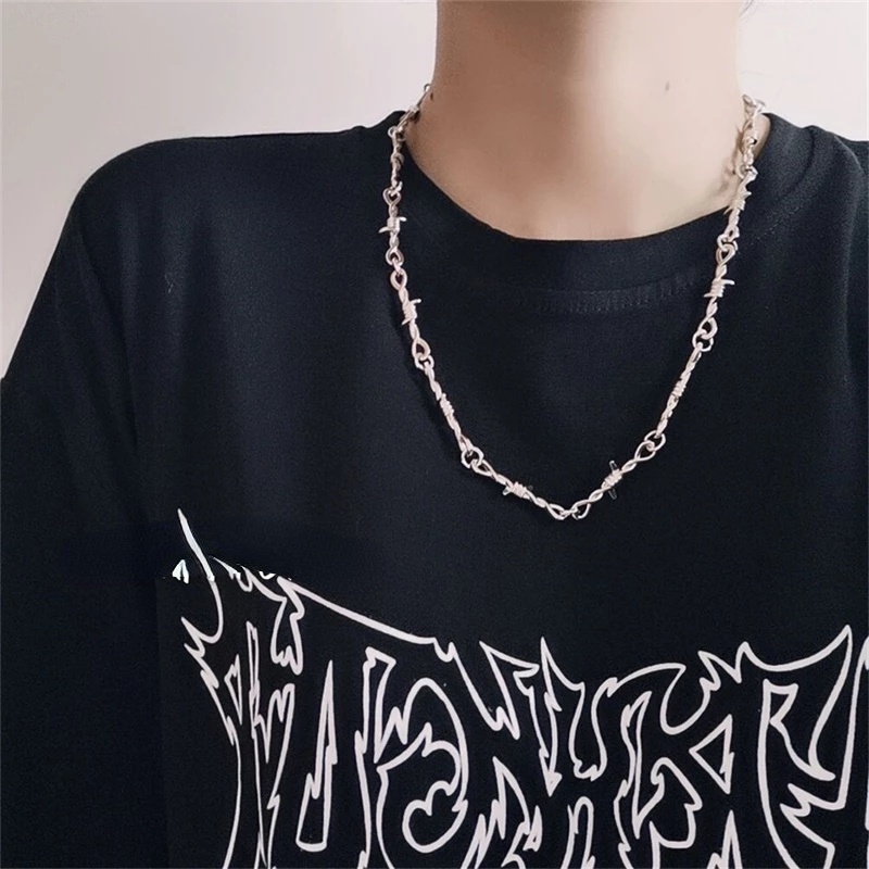 Vòng Cổ Choker Dây Sắt Y2K Mặt Thánh Giá Nhỏ Phong Cách Gothic Punk