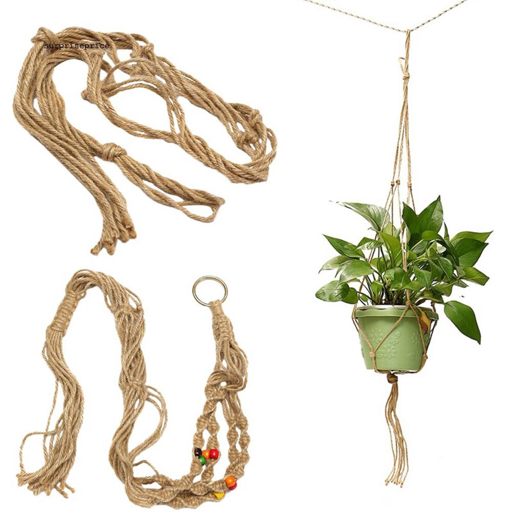 Dây gai dàu phối hạt treo chậu hoa trang trí nhà dễ thương