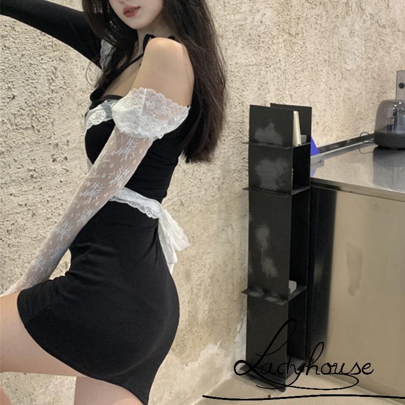 Đầm mini ôm dáng tay dài phối ren gợi cảm cho nữ