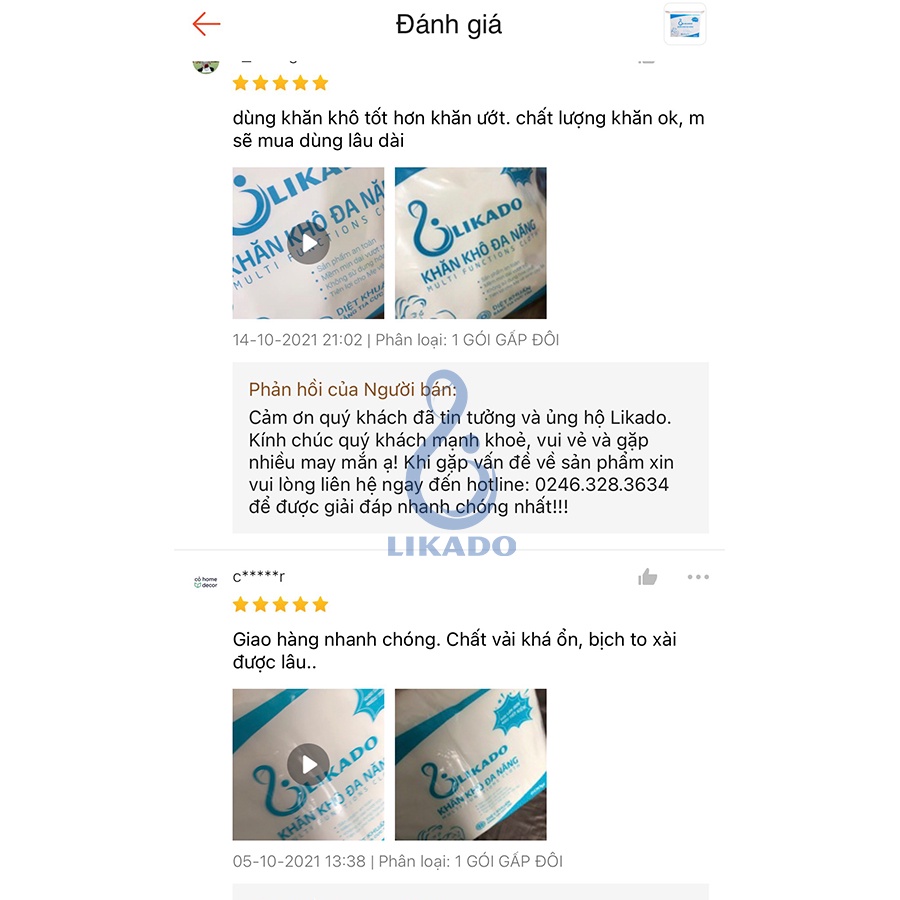 Khăn vải khô đa năng cho bé Likado 600g 550 tờ