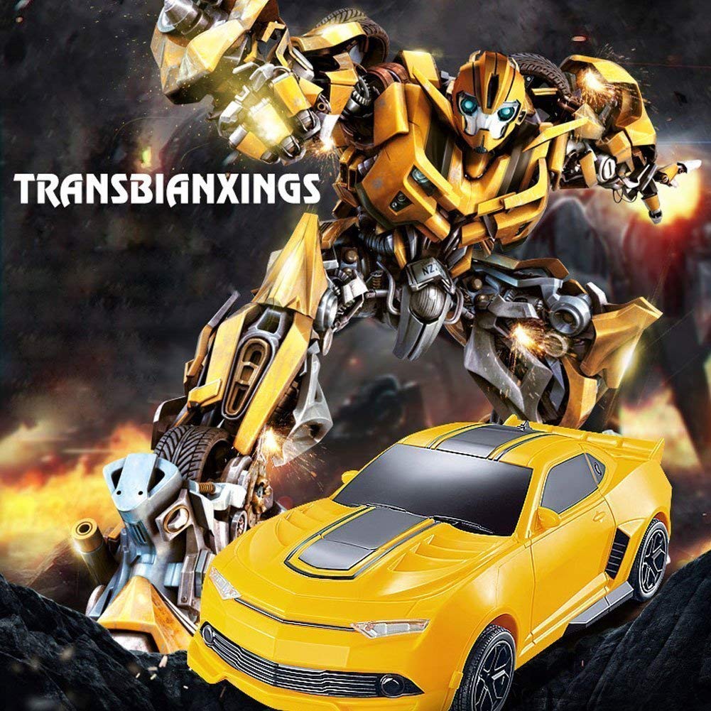 Đồ chơi Robot biến hình thành xe hơi Sports car Transforming màu vàng có nhạc đèn