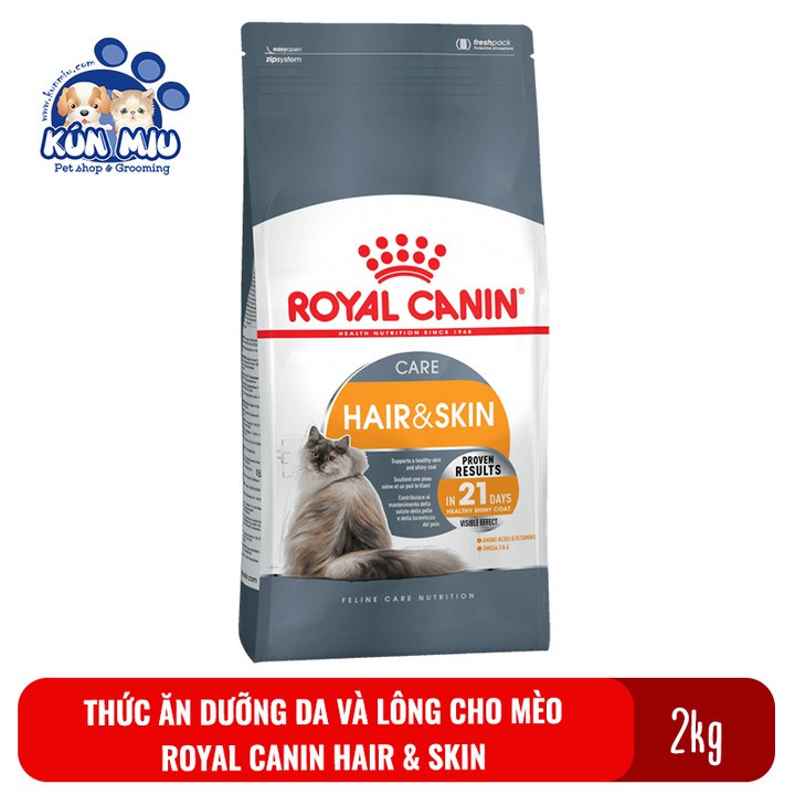 Thức ăn cho mèo giúp dưỡng da và lông Royal Canin Hair &amp; Skin túi 2kg