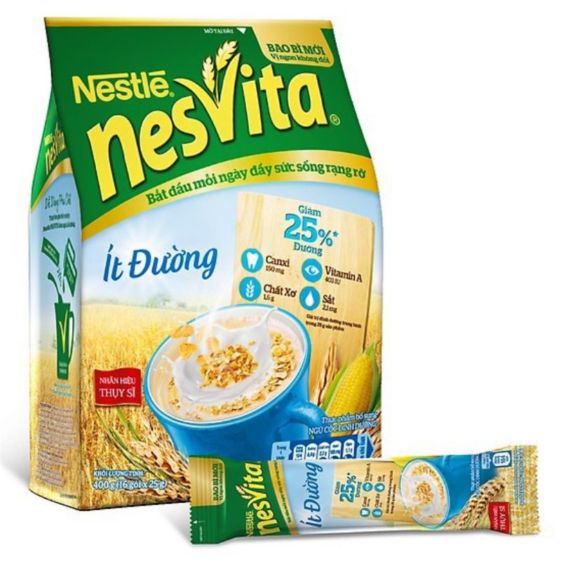 Ngũ Cốc Nguyên Cám Nestle 400g 16 gói