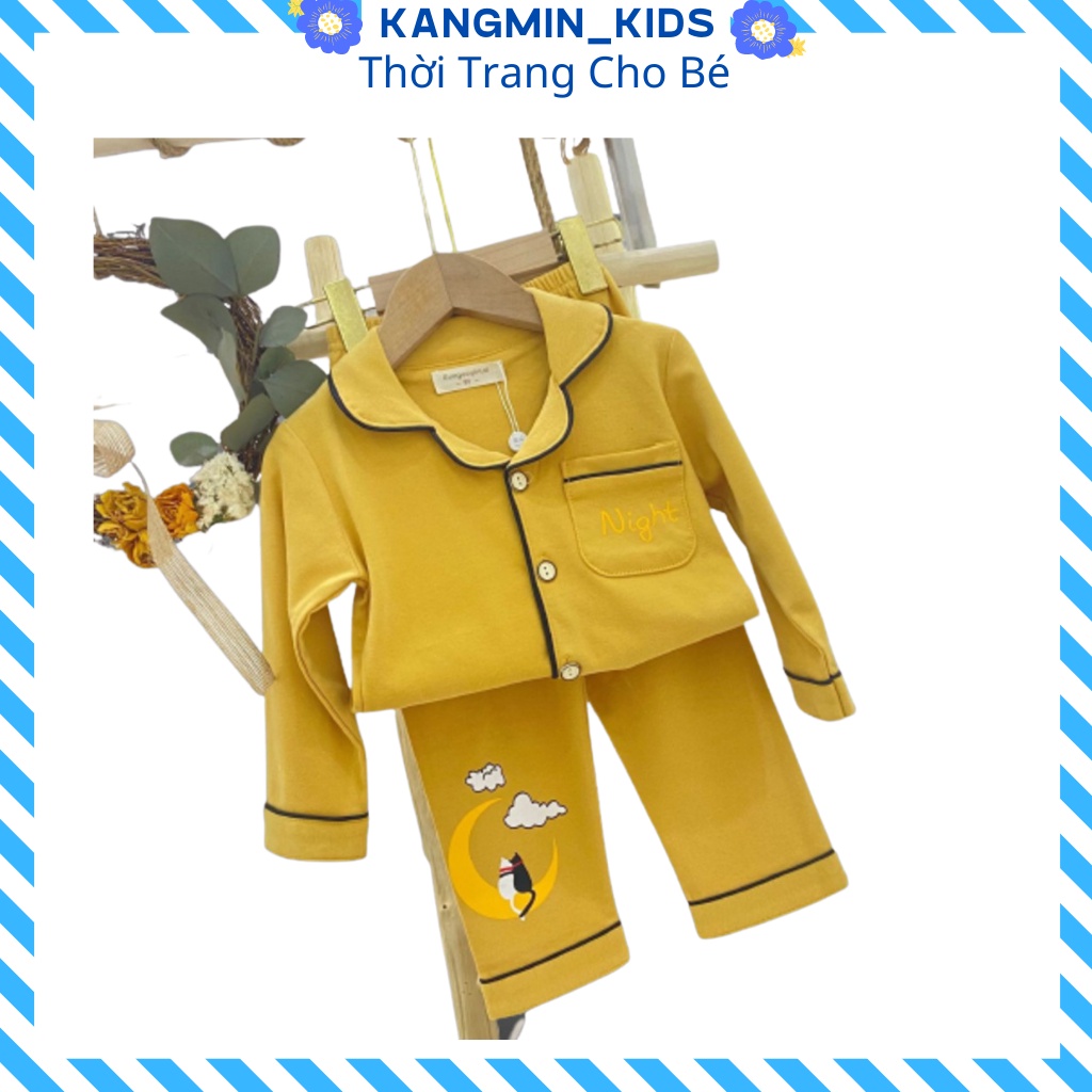 Đồ bộ Pijama bé trai lụa dài cho bé Kangmin KIDS , quần áo bé trai bé gái QATE03, đồ ngủ pizama cho bé từ 6-28kg