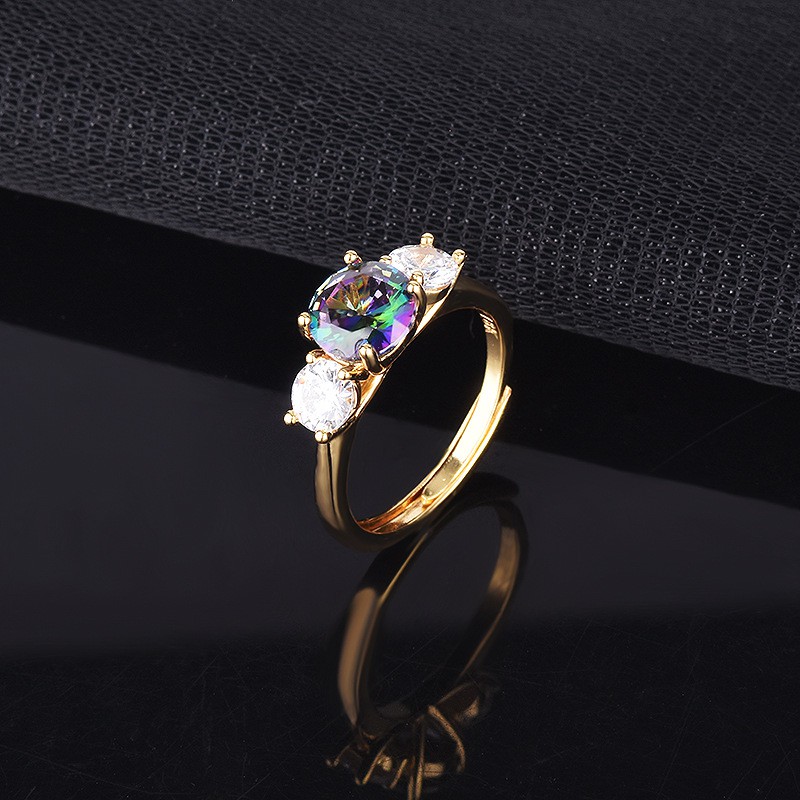 pt950 vàng phụ nữ đầy màu sắc nhẫn kim cương moissanite nhẫn cưới có thể điều chỉnh đồ trang sức