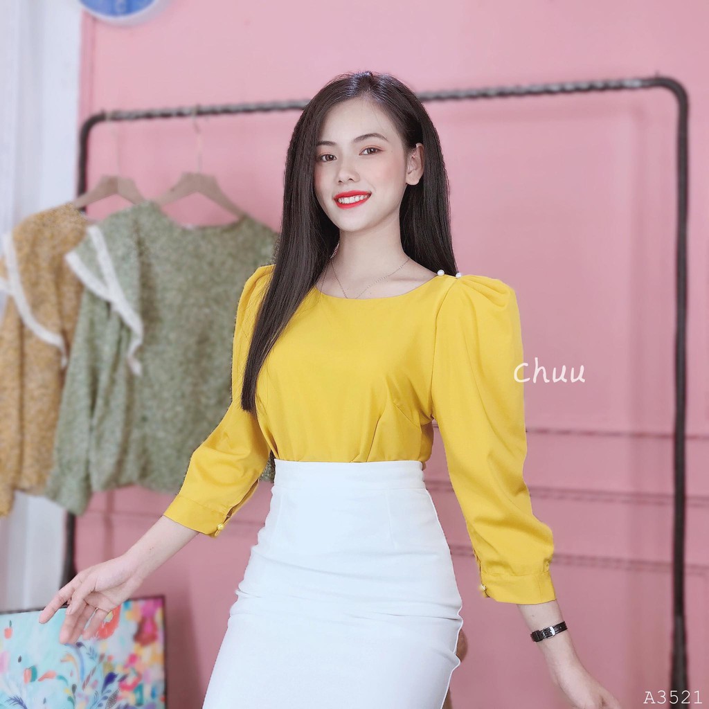 Áo sơ mi công sở nữ kiểu tay phồng sang chảnh CHUU A3521