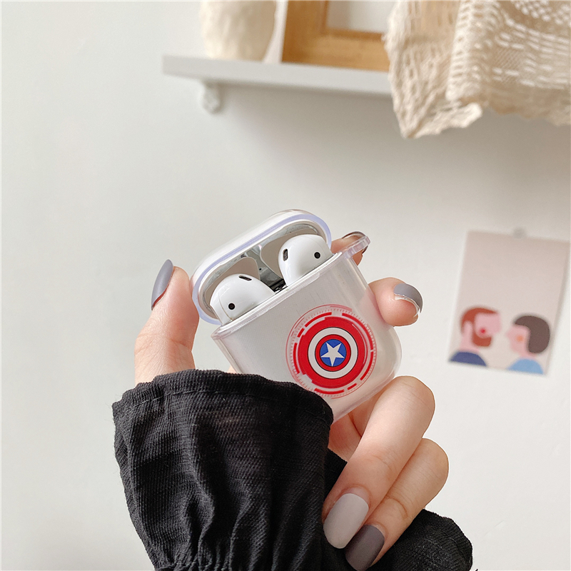 Marvel Vỏ Bảo Vệ Hộp Sạc Tai Nghe Airpods 1 2 Airpods Pro Bằng Tpu Trong Suốt Họa Tiết Siêu Anh Hùng / Người Sắt / Người Nhện / Captain America / Batman Dễ Thương