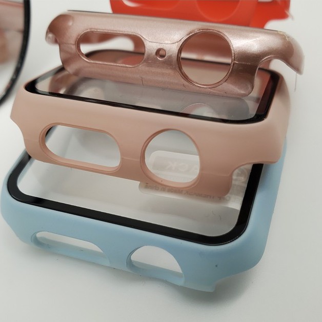 [Ốp Apple Watch] Mẫu Viền Màu Silicon Chống Bẩn Kèm Kính Cường Lực Cho Appe Watch Series 6/5/4/3/2/1