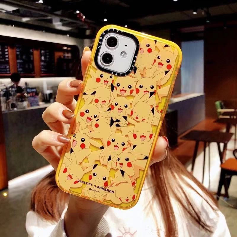 Ready Stock iPhone 12 11 Pro Max SE 2020 8 7 6s 6 Plus Phone Case Ins Fashion Cartoon Pikachu Casing Clear Floral Soft Anti-fall Cover