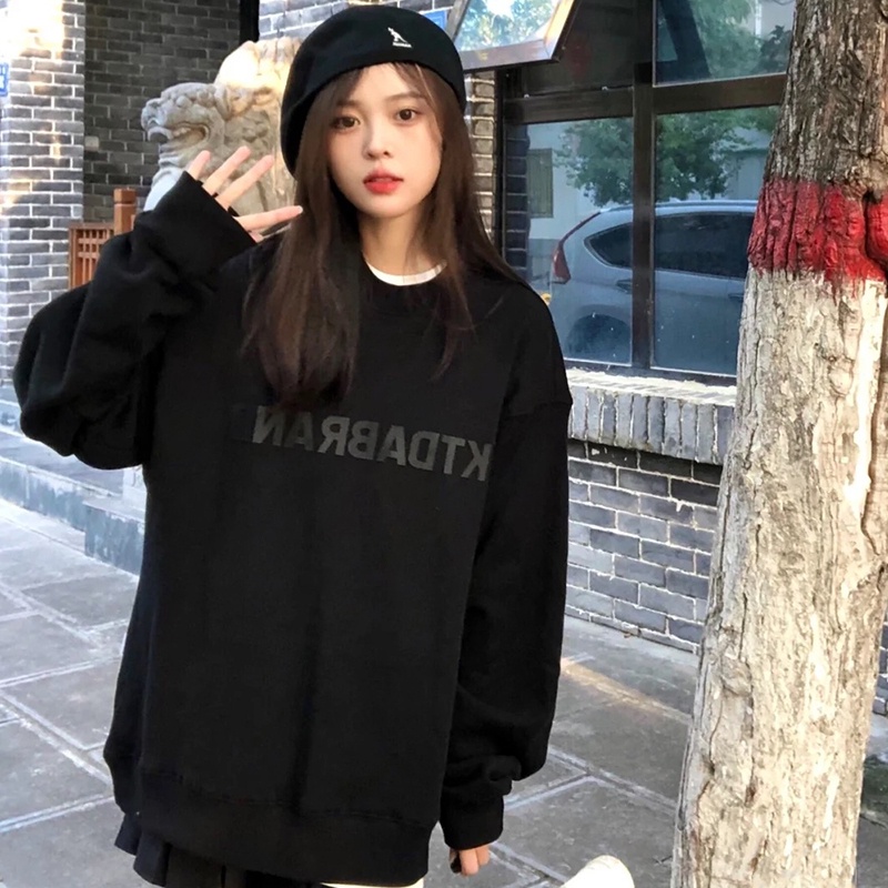 【ZHELIHANGFEI】Áo Thun Tay Dài Form Rộng Họa Tiết In Dễ Phối Đồ