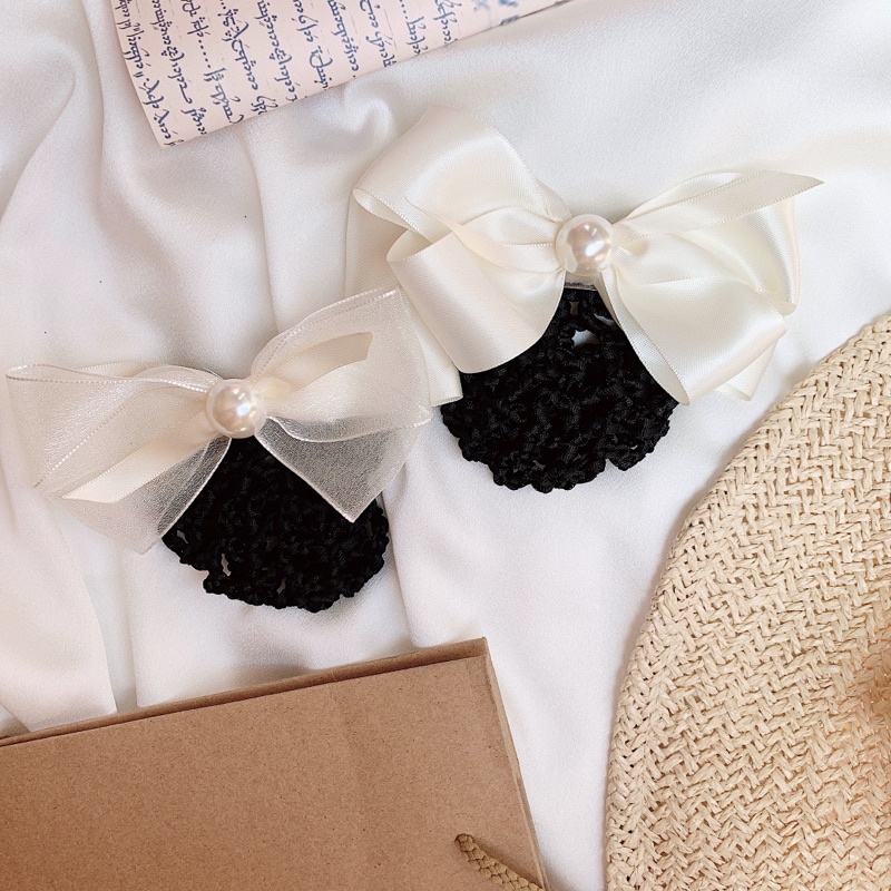 Kẹp tóc công sở búi lưới màu kem trẻ trung L9