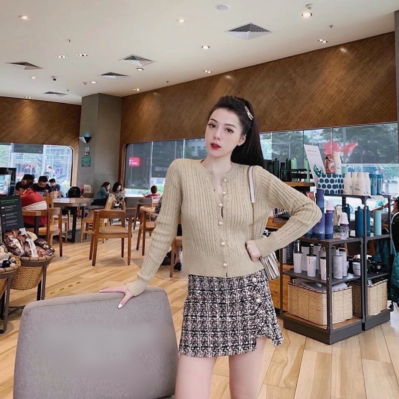 Áo khoác len vặn thừng cúc ngọc | BigBuy360 - bigbuy360.vn