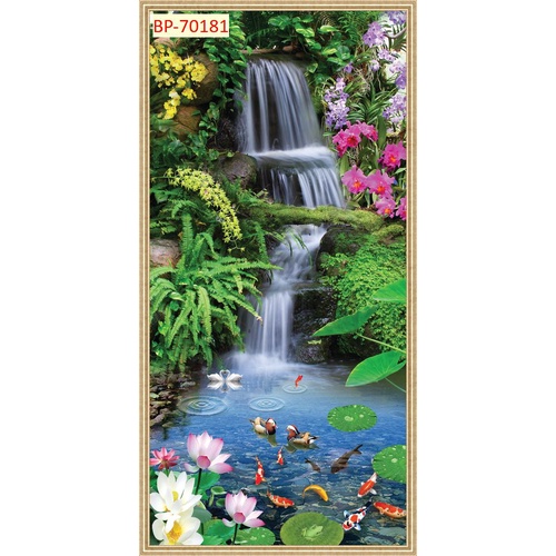 Tranh 3d thác nước chảy trong lành thác nước cao, hùng vĩ và đẹp vào bậc nhất