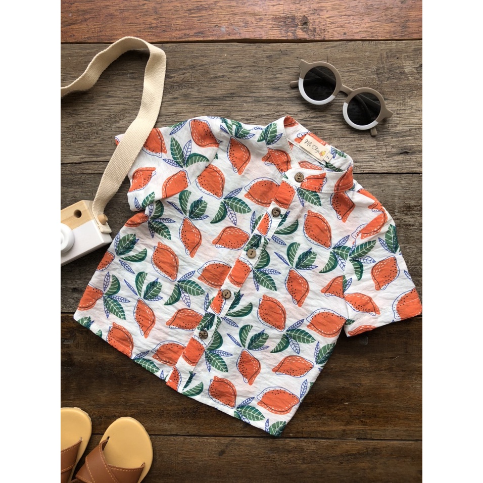 Áo sơ mi ngắn tay đi biển tơ đũi bé trai Đồ đi biển cho bé mềm mại, thoáng mát Quần áo trẻ em