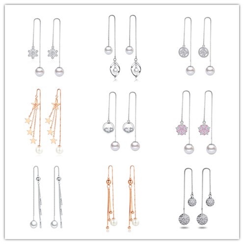 1 Đôi Bông Tai Bạc 925 Đính Ngọc Trai Nhân Tạo Thời Trang wh205